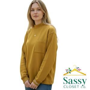 Treasure & Bond Mustard Mockneck Sweatshirt Cotton Blend XS EUC